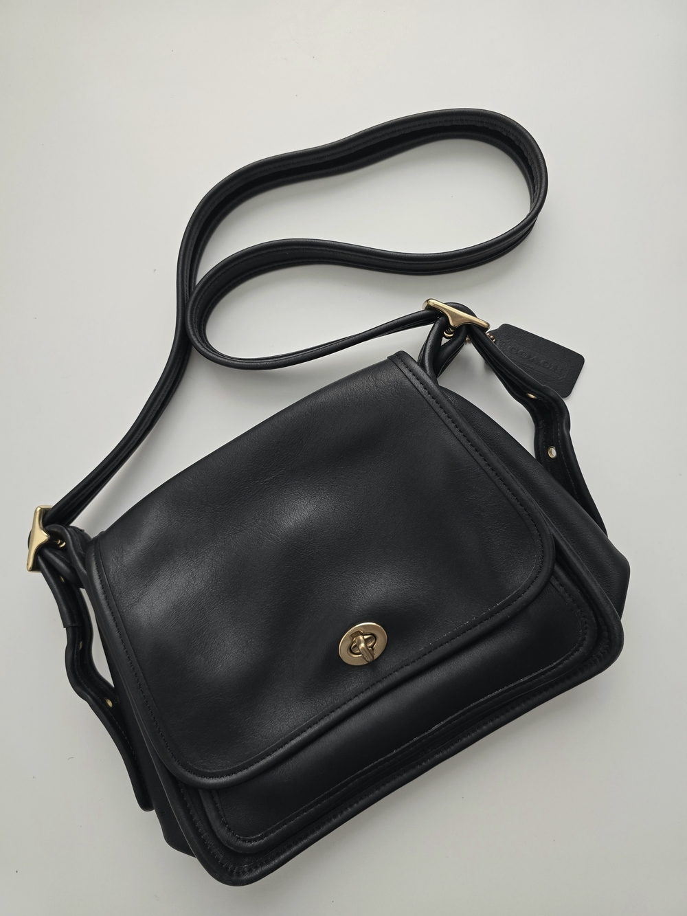 Coach Black Leather Turnlock Crossbody Bag